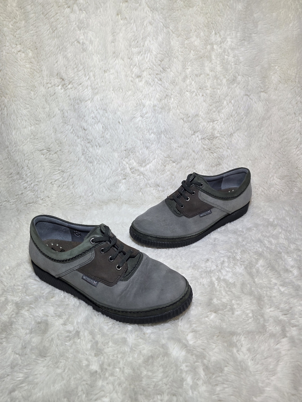Mephisto Air-Jet Womens 8 Grey Olive Nubuck Leather Walking Shoes France